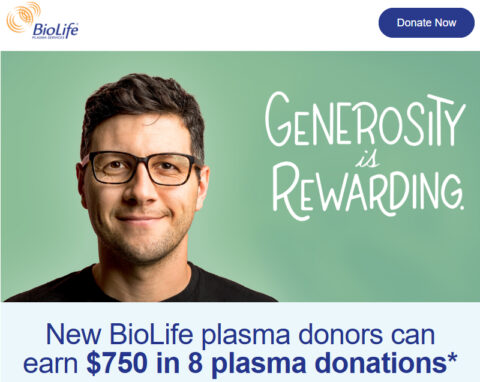 BioLife Coupon $750 In 8 plasma Donations